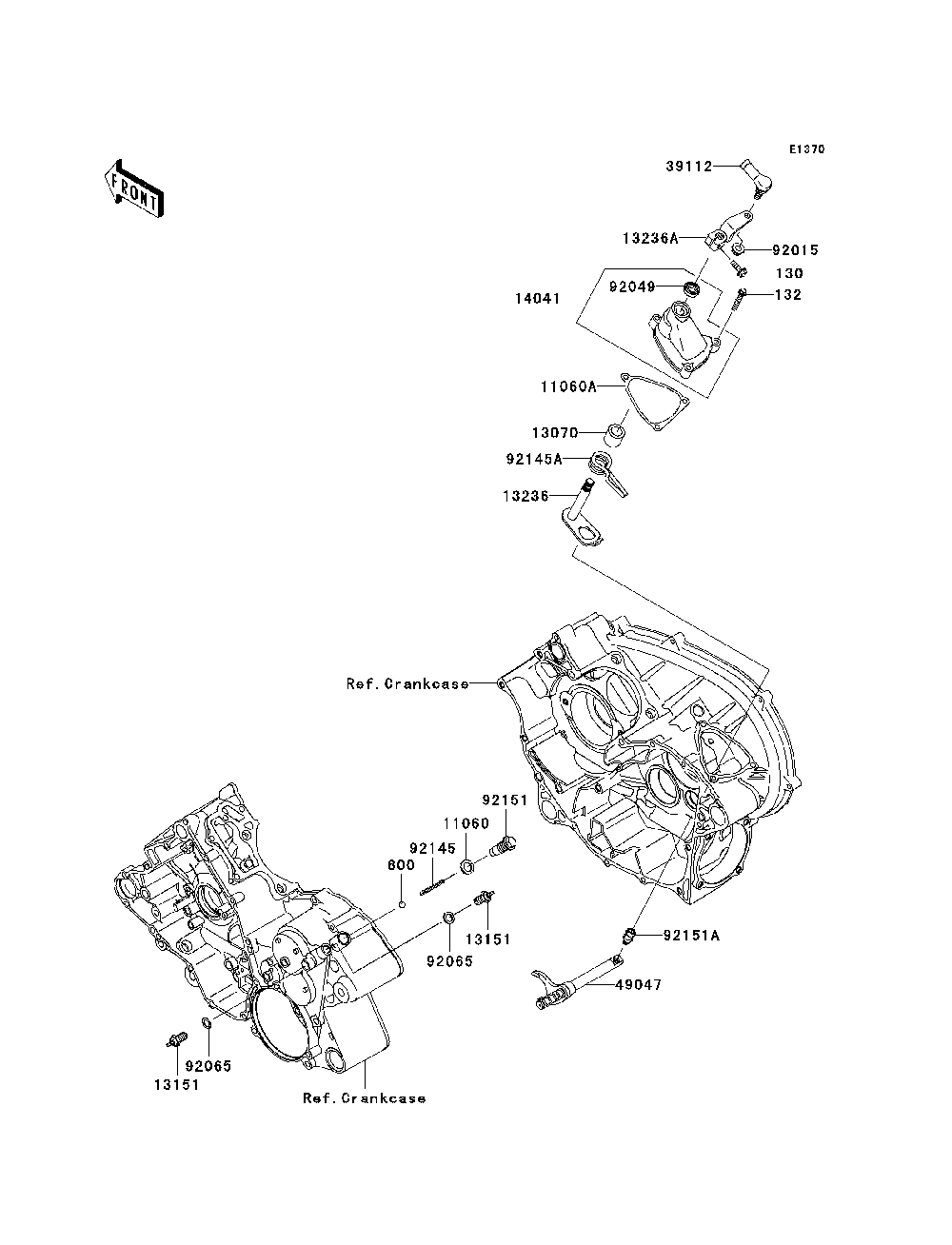 Gear Change Mechanism Diagram and Parts List for KRF750TAF 2010 Kawasaki Lawn Tractor Accessories