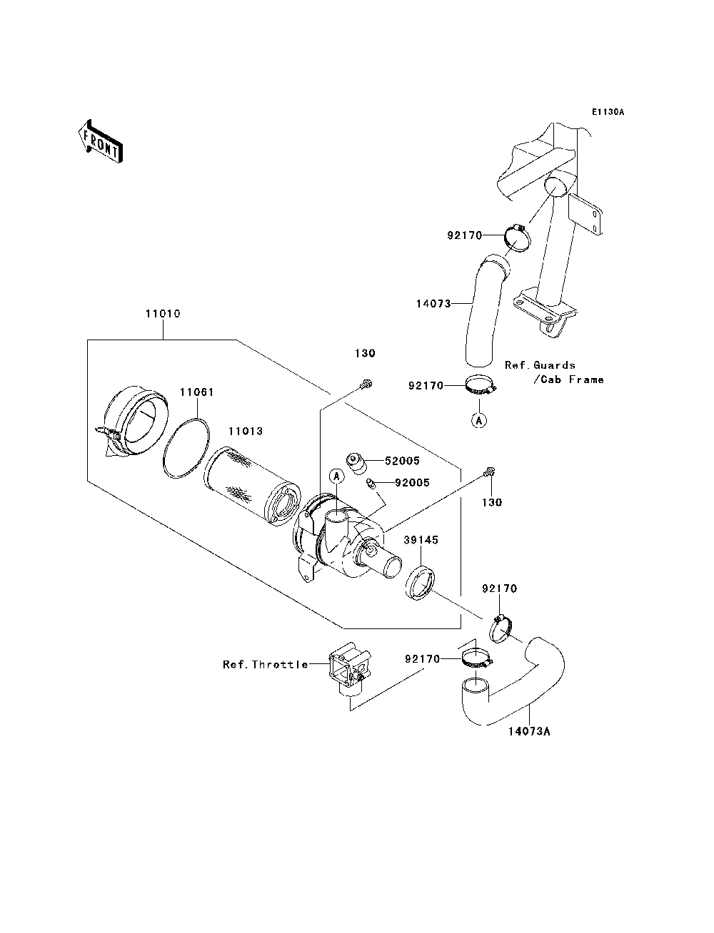 Air Cleaner Diagram and Parts List for KAF620PDF 2013 Kawasaki Lawn Tractor Accessories