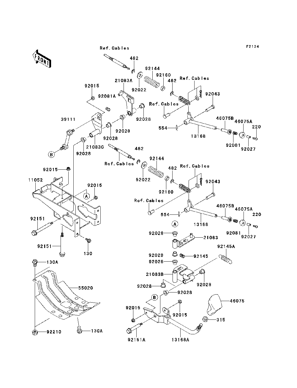 Shift Lever Diagram and Parts List for KAF620MDF 2013 Kawasaki Lawn Tractor Accessories