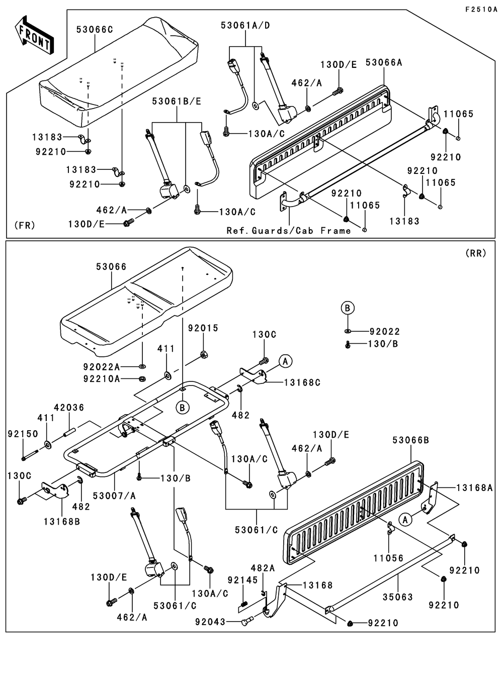Seat Diagram and Parts List for KAF620SDF 2013 Kawasaki Lawn Tractor Accessories