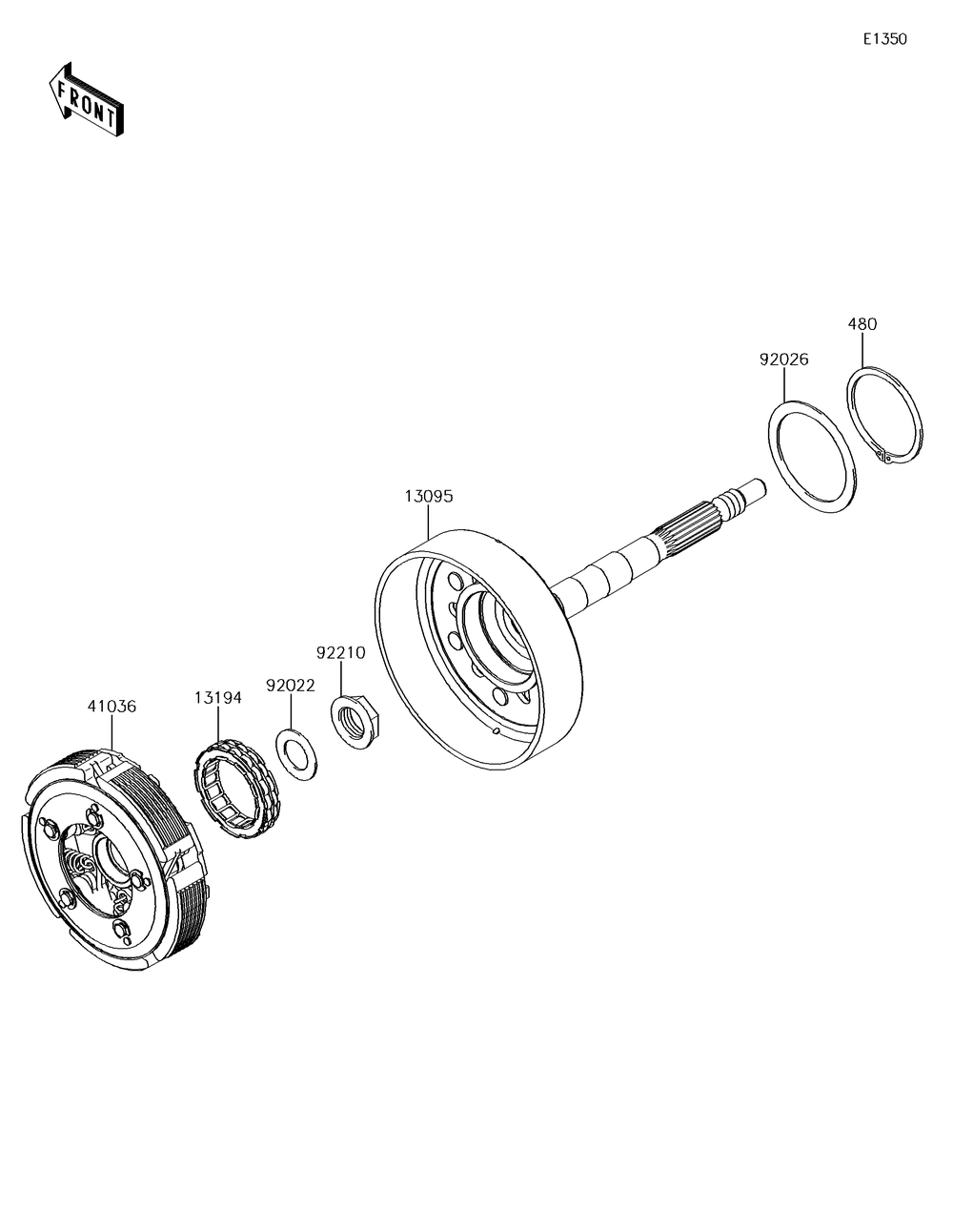 Clutch Diagram and Parts List for KRF800GJF 2018 Kawasaki Lawn Tractor Accessories