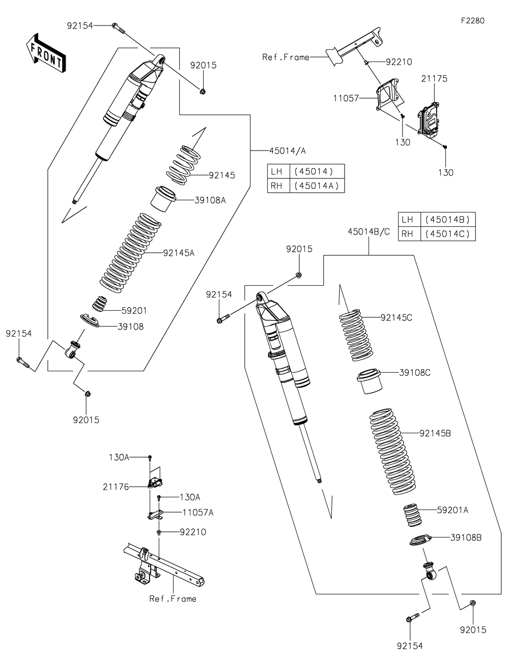 Shock Absorber Diagram and Parts List for KRF1000DPFNL 2023 Kawasaki Lawn Tractor Accessories