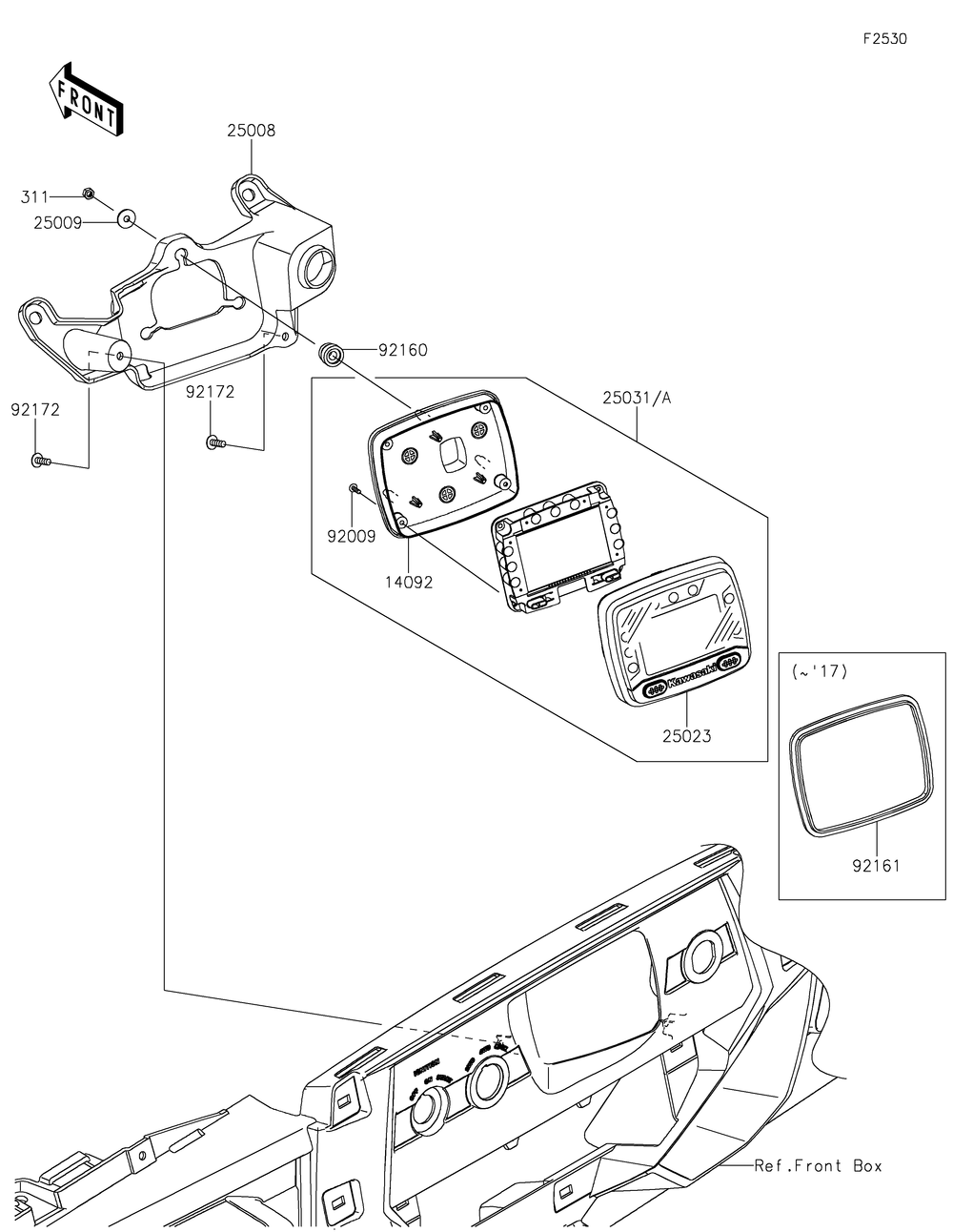 Meter Diagram and Parts List for KRF800HLF 2020 Kawasaki Lawn Tractor Accessories