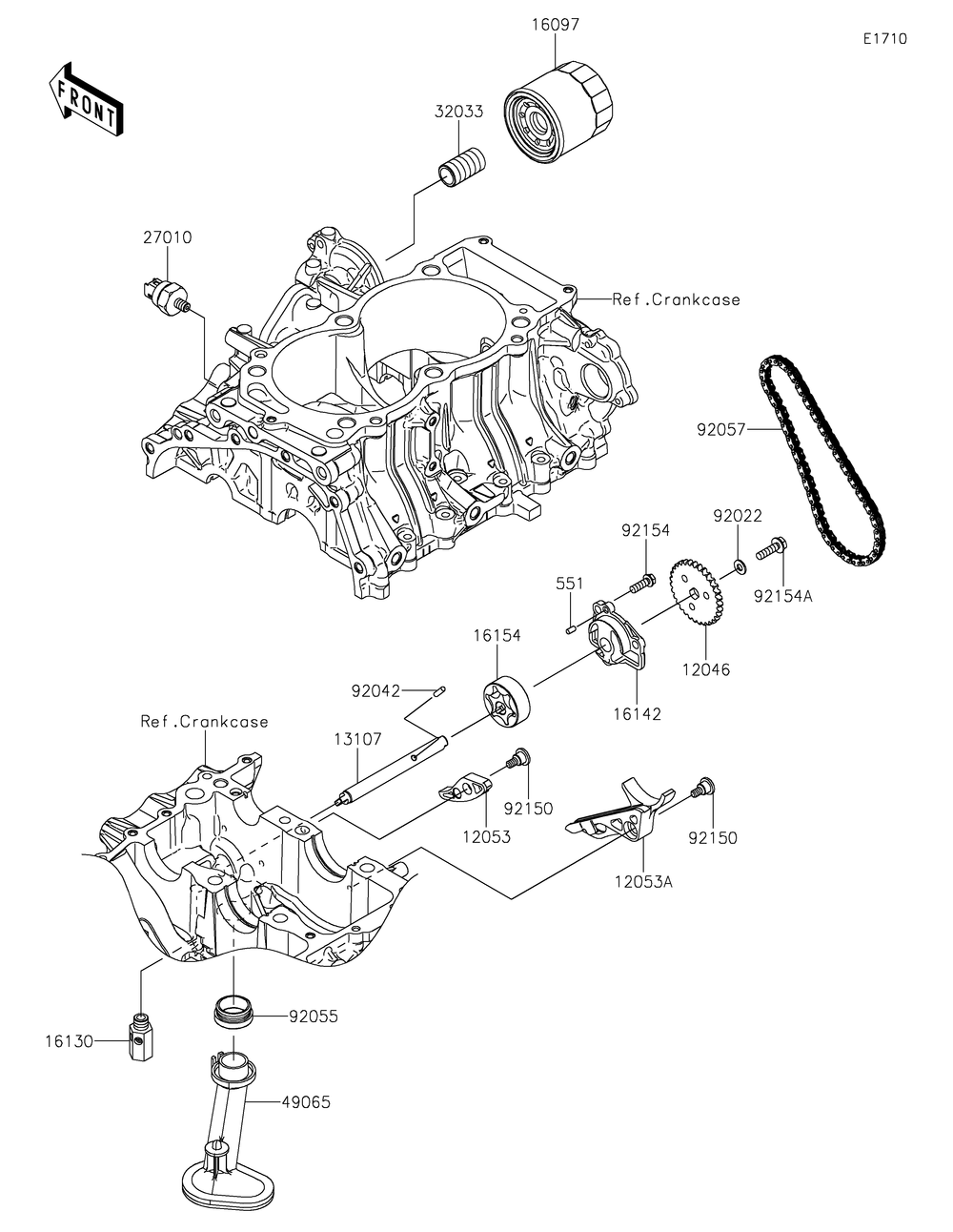 Oil Pump/Oil Filter Diagram and Parts List for KRF1000ALF 2020 Kawasaki Lawn Tractor Accessories