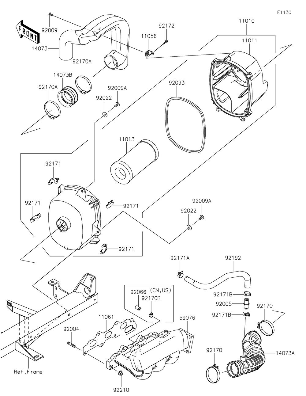 Air Cleaner Diagram and Parts List for KAF820CMFNL 2021 Kawasaki Lawn Tractor Accessories