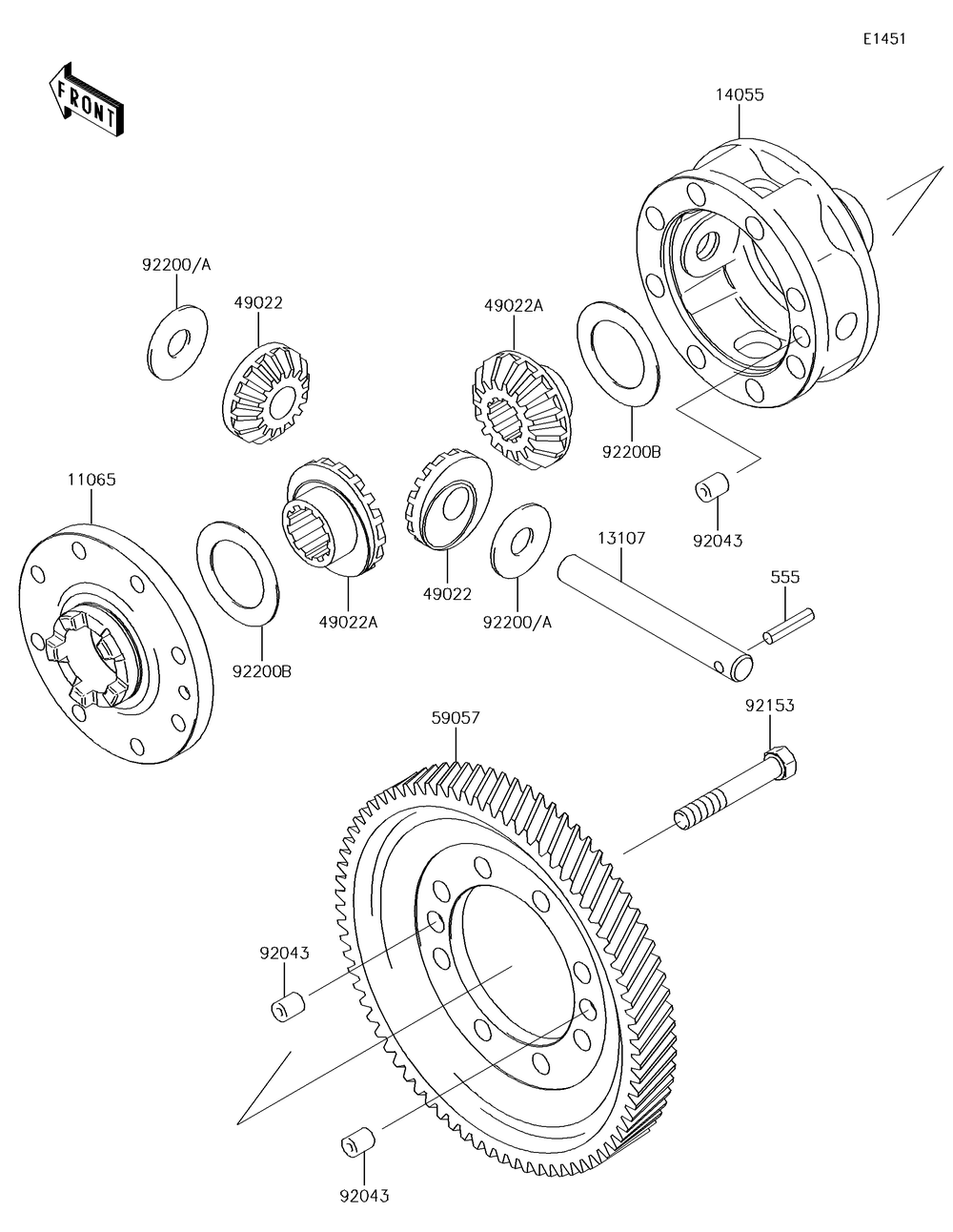 Differential Diagram and Parts List for KAF620SGF 2016 Kawasaki Lawn Tractor Accessories