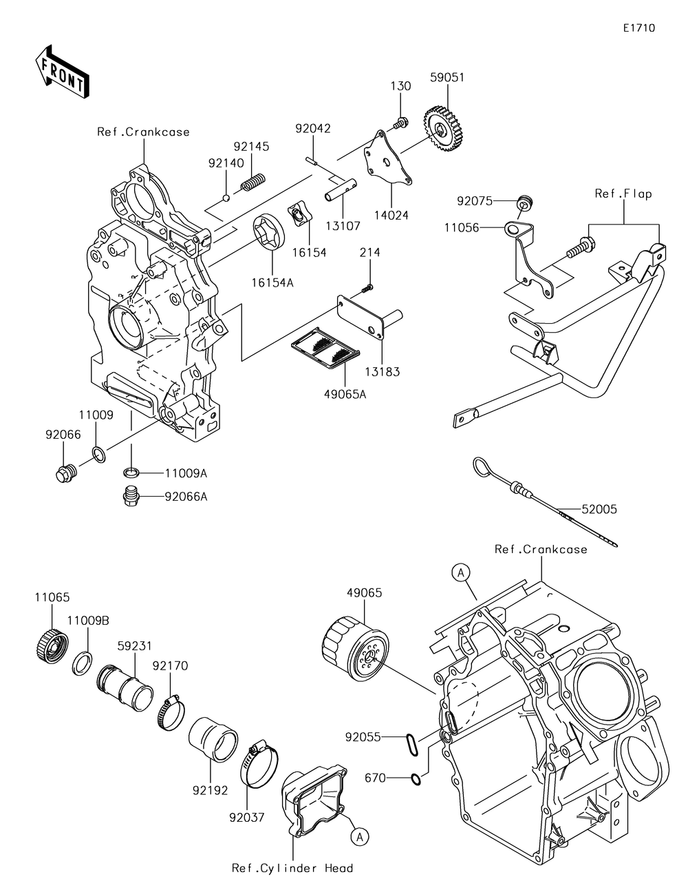 Oil Pump/Oil Filter Diagram and Parts List for KAF620RHF 2017 Kawasaki Lawn Tractor Accessories