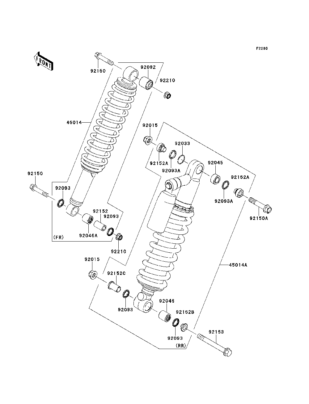 Shock Absorber Diagram and Parts List for KRF750RCS 2012 Kawasaki Lawn Tractor Accessories