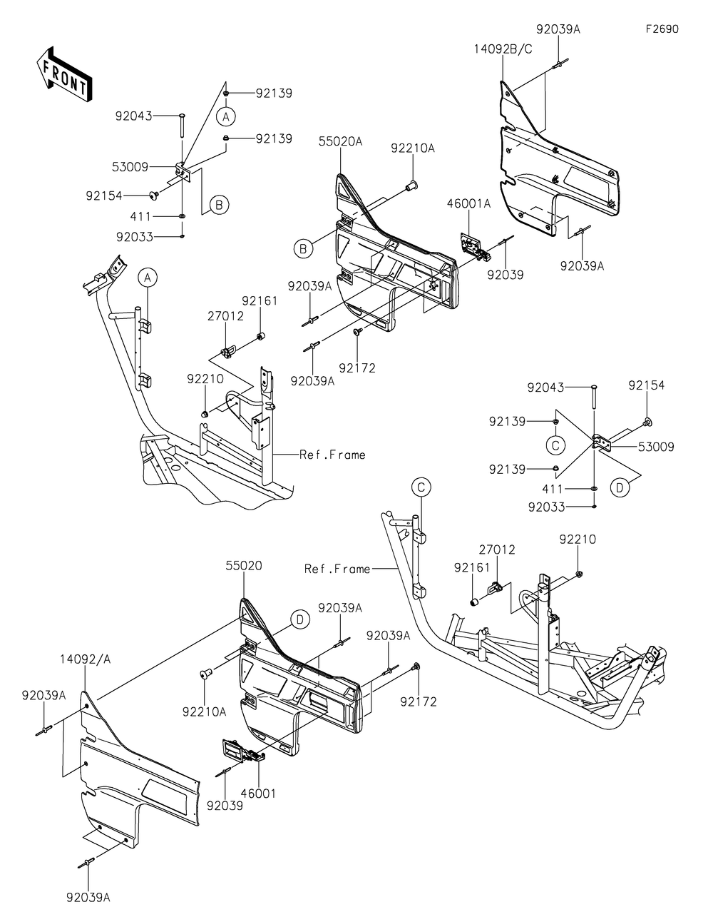 Door Diagram and Parts List for KRF800FNFNN 2022 Kawasaki Lawn Tractor Accessories