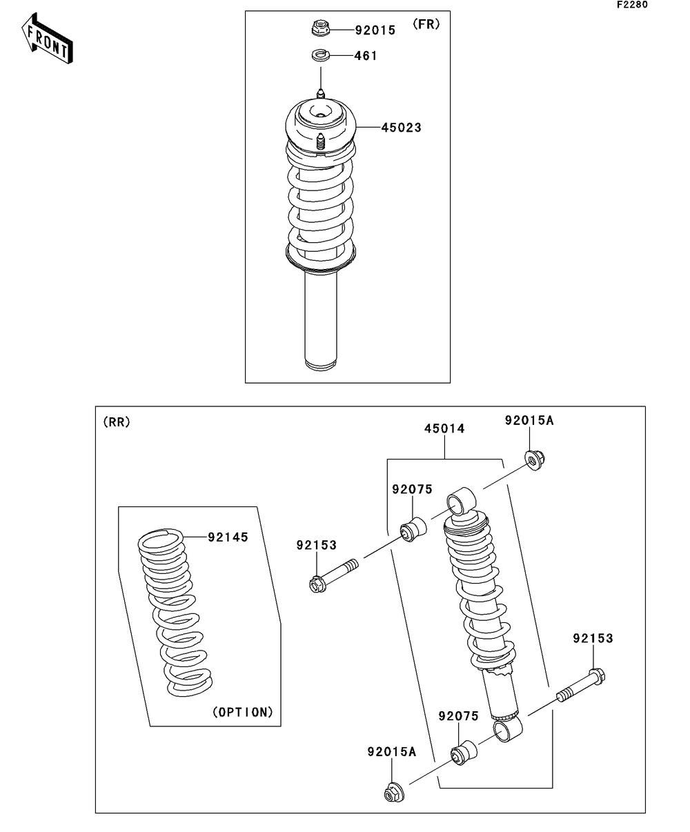 Shock Absorber Diagram and Parts List for KAF400DEF 2014 Kawasaki Lawn Tractor Accessories