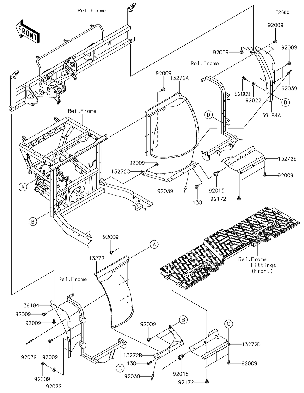Guard Diagram and Parts List for KAF1000HJF 2018 Kawasaki Lawn Tractor Accessories