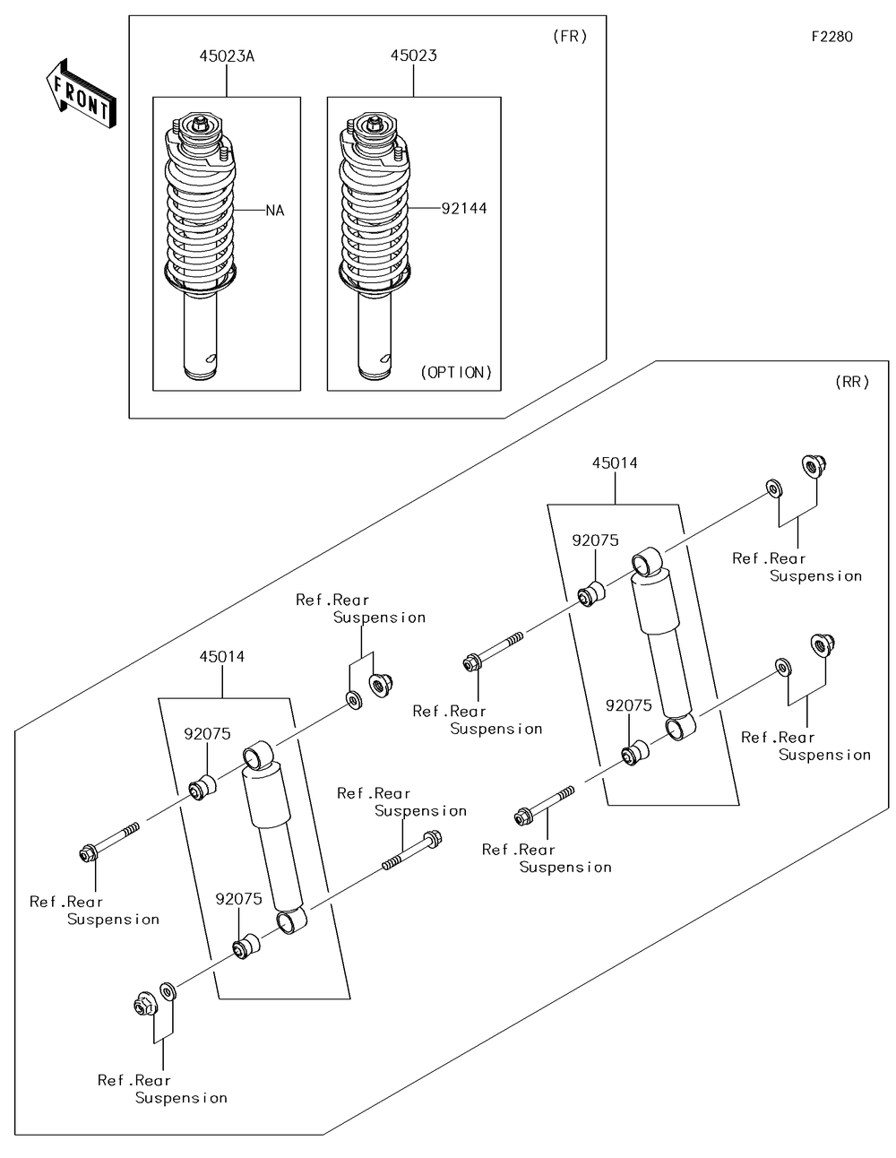 Shock Absorber Diagram and Parts List for KAF620MHF 2017 Kawasaki Lawn Tractor Accessories