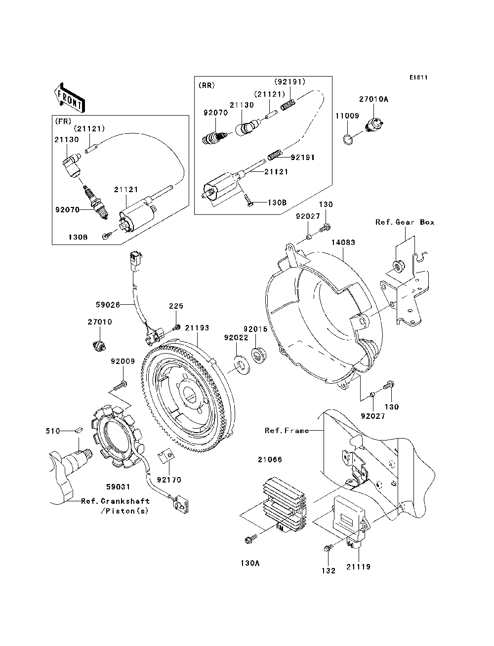 Generator/Ignition Coil Diagram and Parts List for KAF620K7F 2007 & Prior Kawasaki Lawn Tractor Accessories