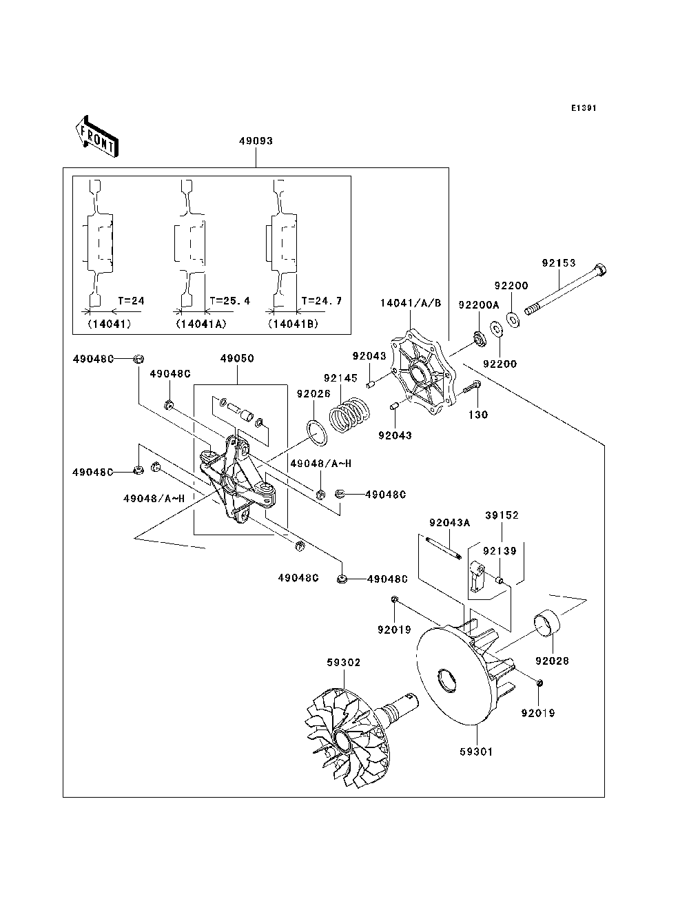 Drive Converter Diagram and Parts List for KRF750TAF 2010 Kawasaki Lawn Tractor Accessories