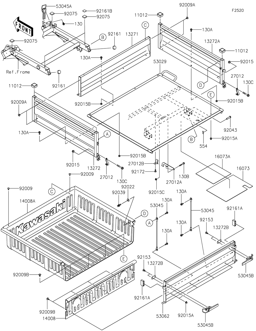 Carrier Diagram and Parts List for KAF400LHS 2017 Kawasaki Lawn Tractor Accessories