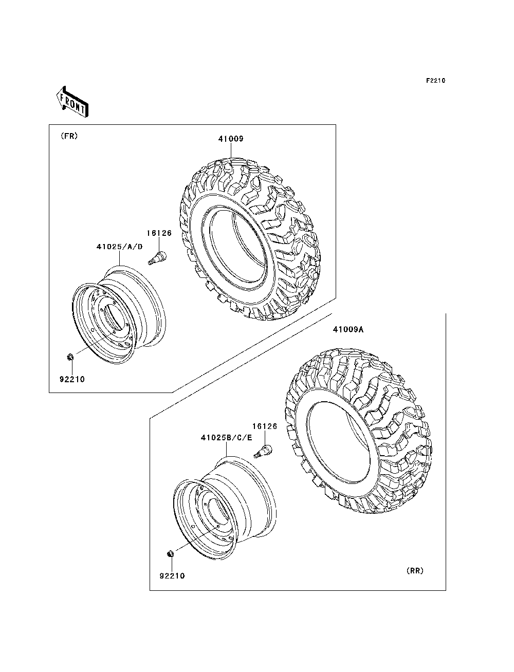Wheels/Tires Diagram and Parts List for KRF750NCS 2012 Kawasaki Lawn Tractor Accessories