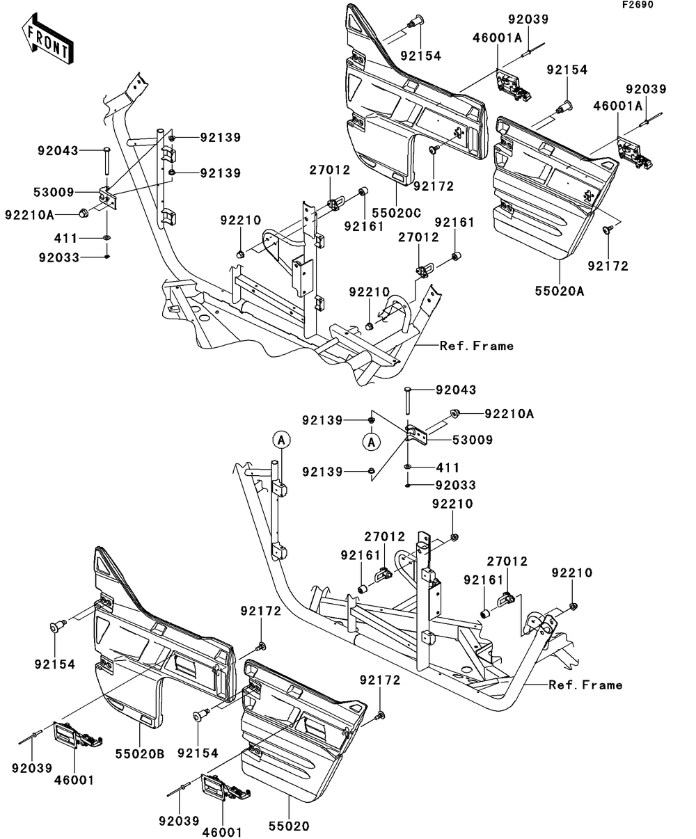 Door Diagram and Parts List for KRT750ACF 2012 Kawasaki Lawn Tractor Accessories