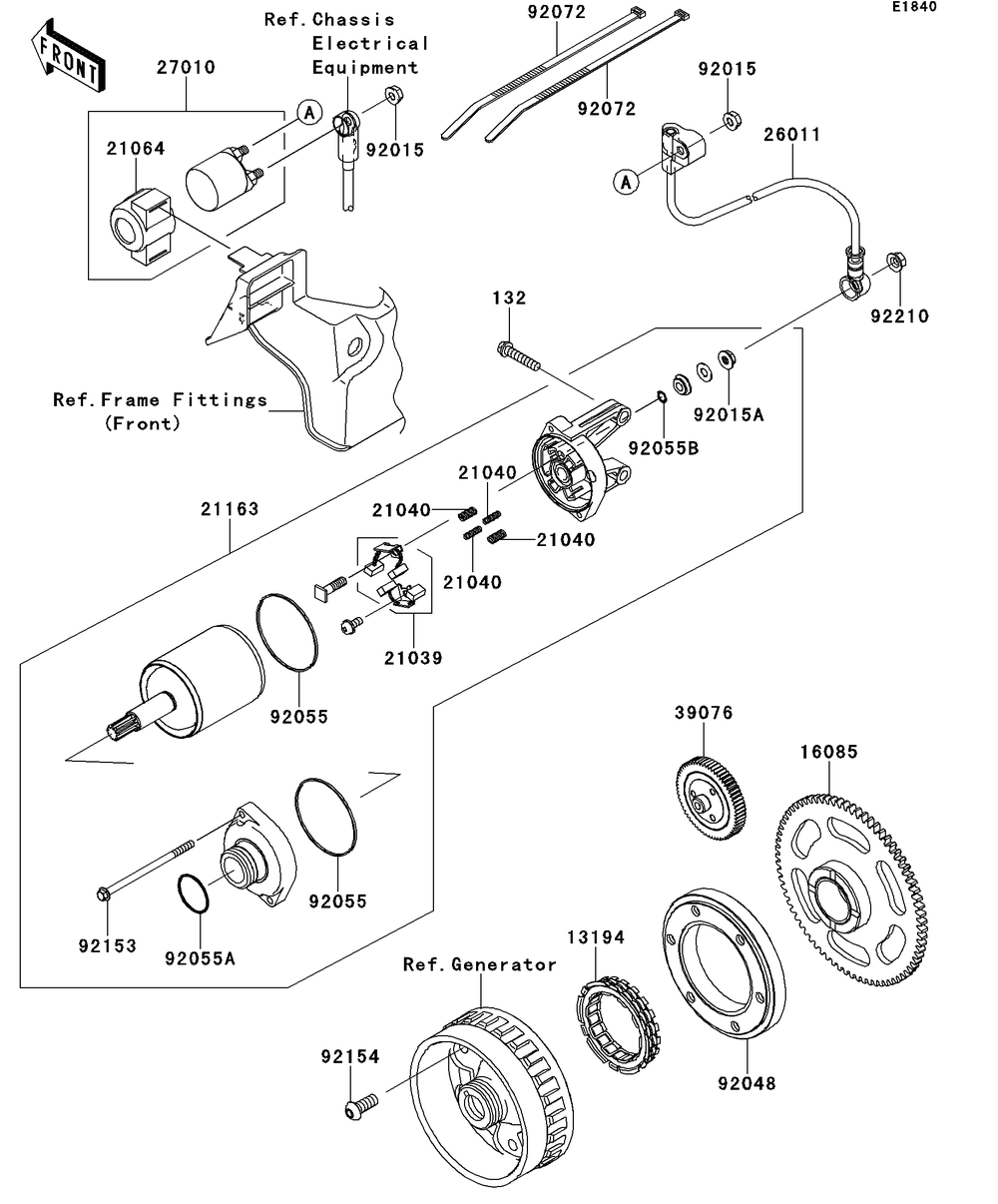 Starter Motor Diagram and Parts List for KRT750DCF 2012 Kawasaki Lawn Tractor Accessories