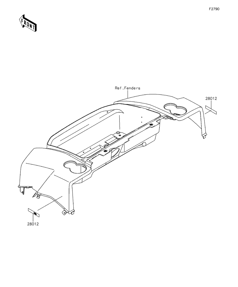 Reflectors Diagram and Parts List for KAF620RFF 2015 Kawasaki Lawn Tractor Accessories