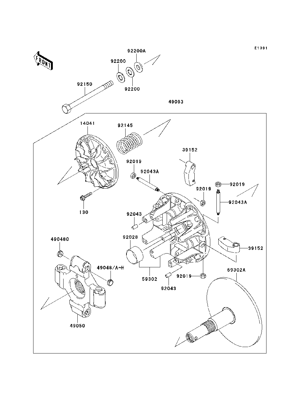 Drive Converter Diagram and Parts List for KAF950B7F 2007 & Prior Kawasaki Lawn Tractor Accessories