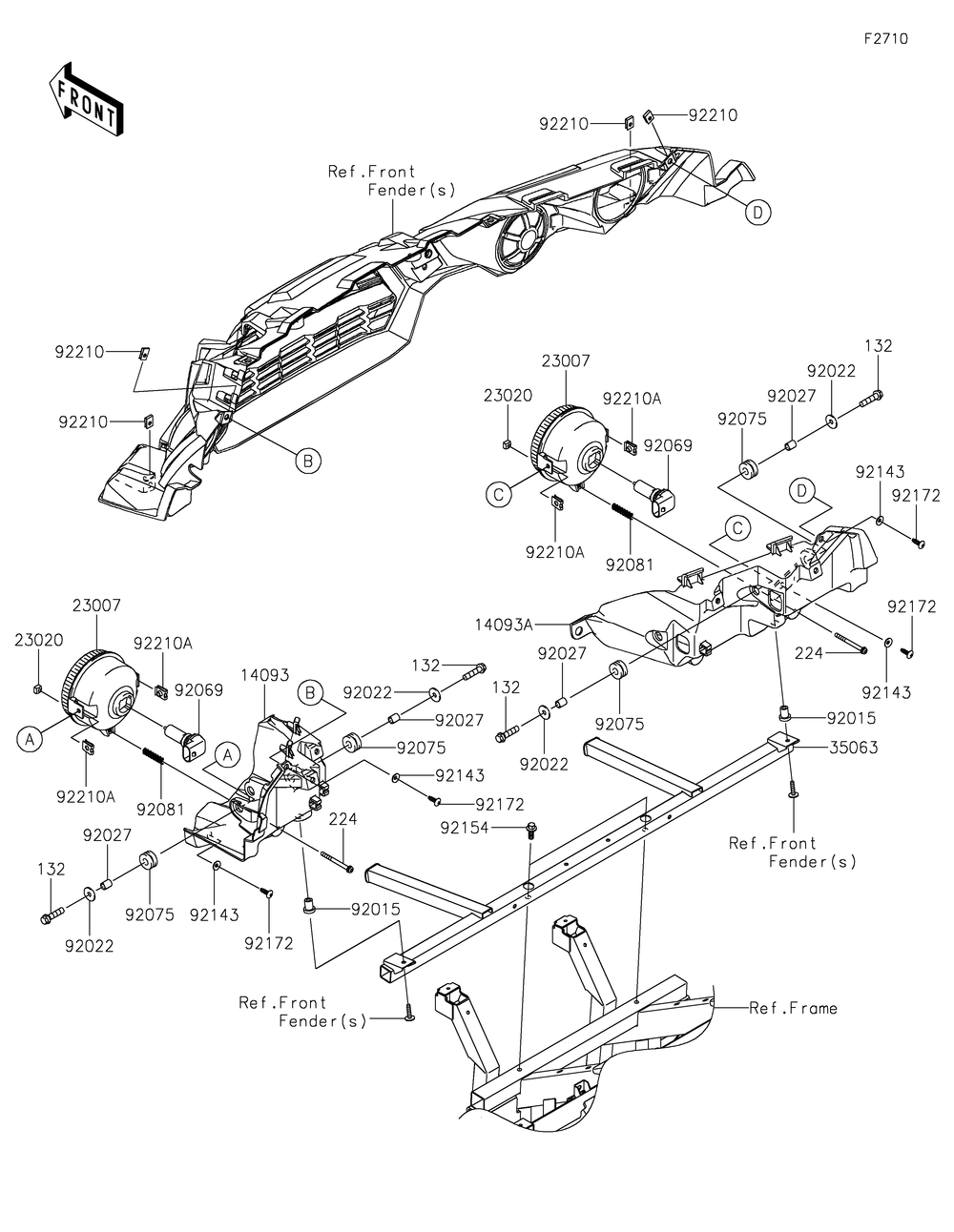 Headlight Diagram and Parts List for KRT800FHF 2017 Kawasaki Lawn Tractor Accessories