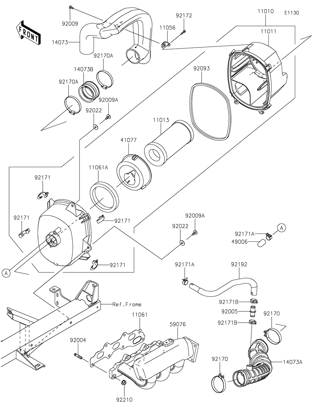 Air Cleaner Diagram and Parts List for KAF820BGF 2016 Kawasaki Lawn Tractor Accessories