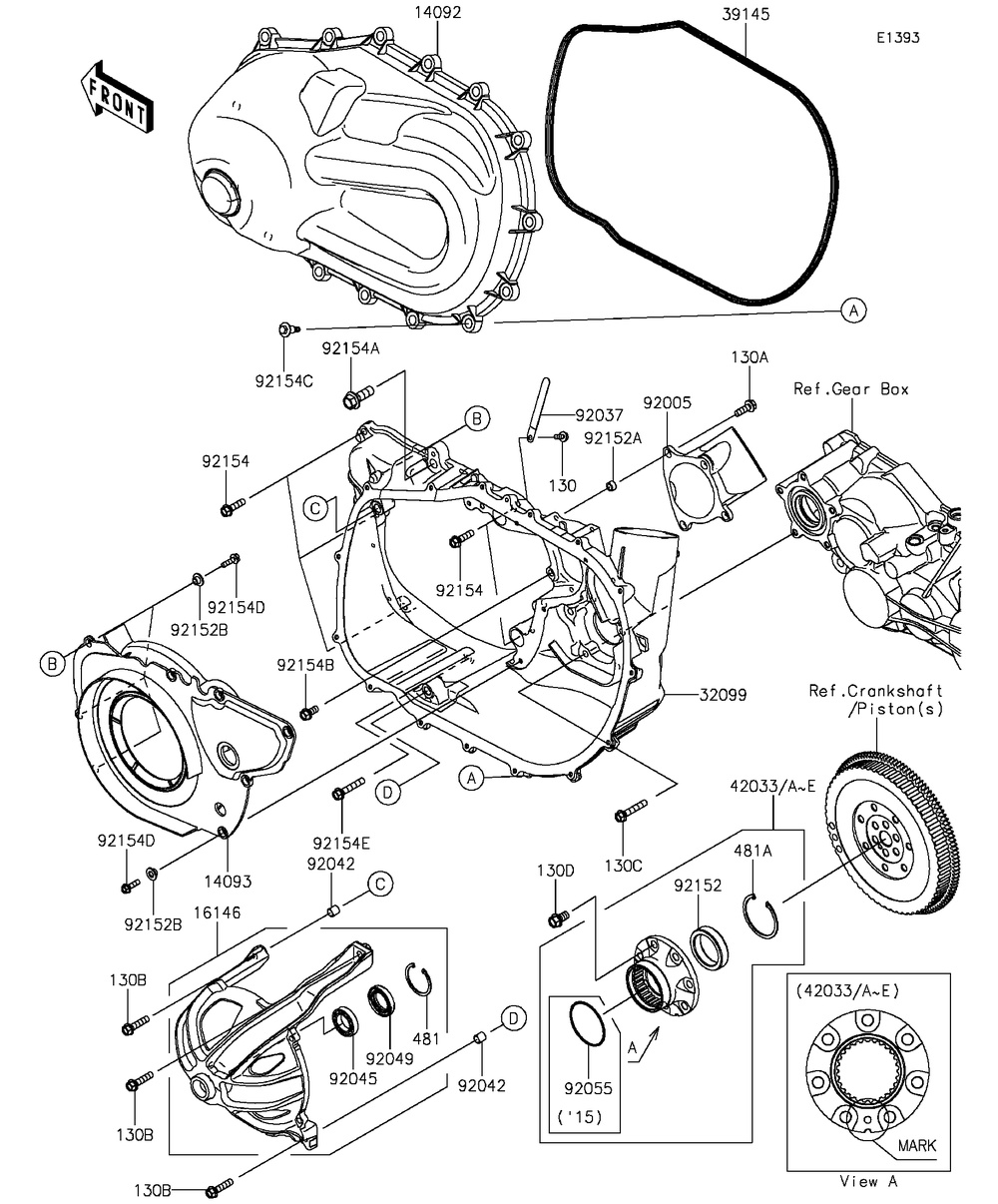 Converter Cover Diagram and Parts List for KAF820AFF 2015 Kawasaki Lawn Tractor Accessories