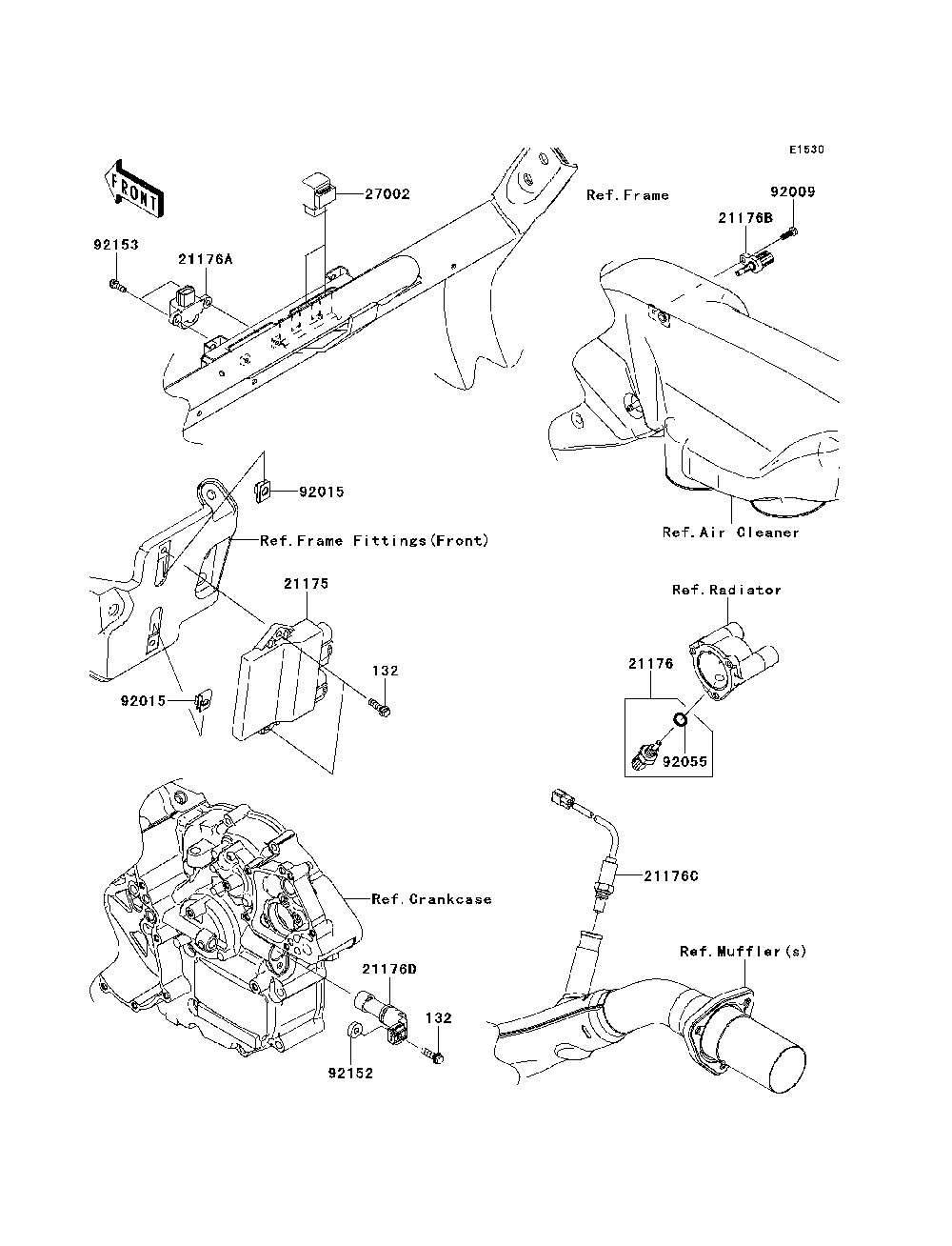 Fuel Injection Diagram and Parts List for KRT800BEF 2014 Kawasaki Lawn Tractor Accessories