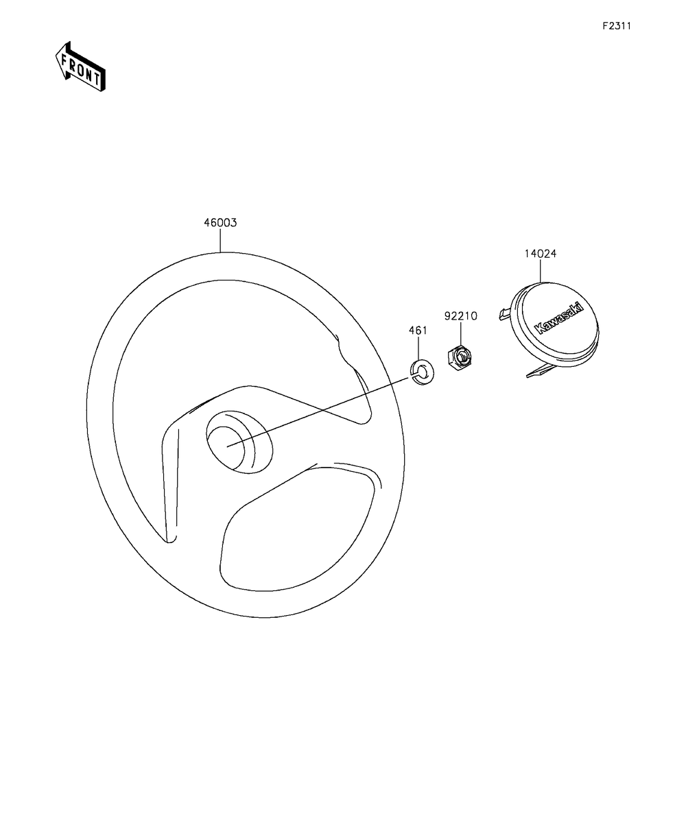 Steering Wheel Diagram and Parts List for KAF400AGF 2016 Kawasaki Lawn Tractor Accessories
