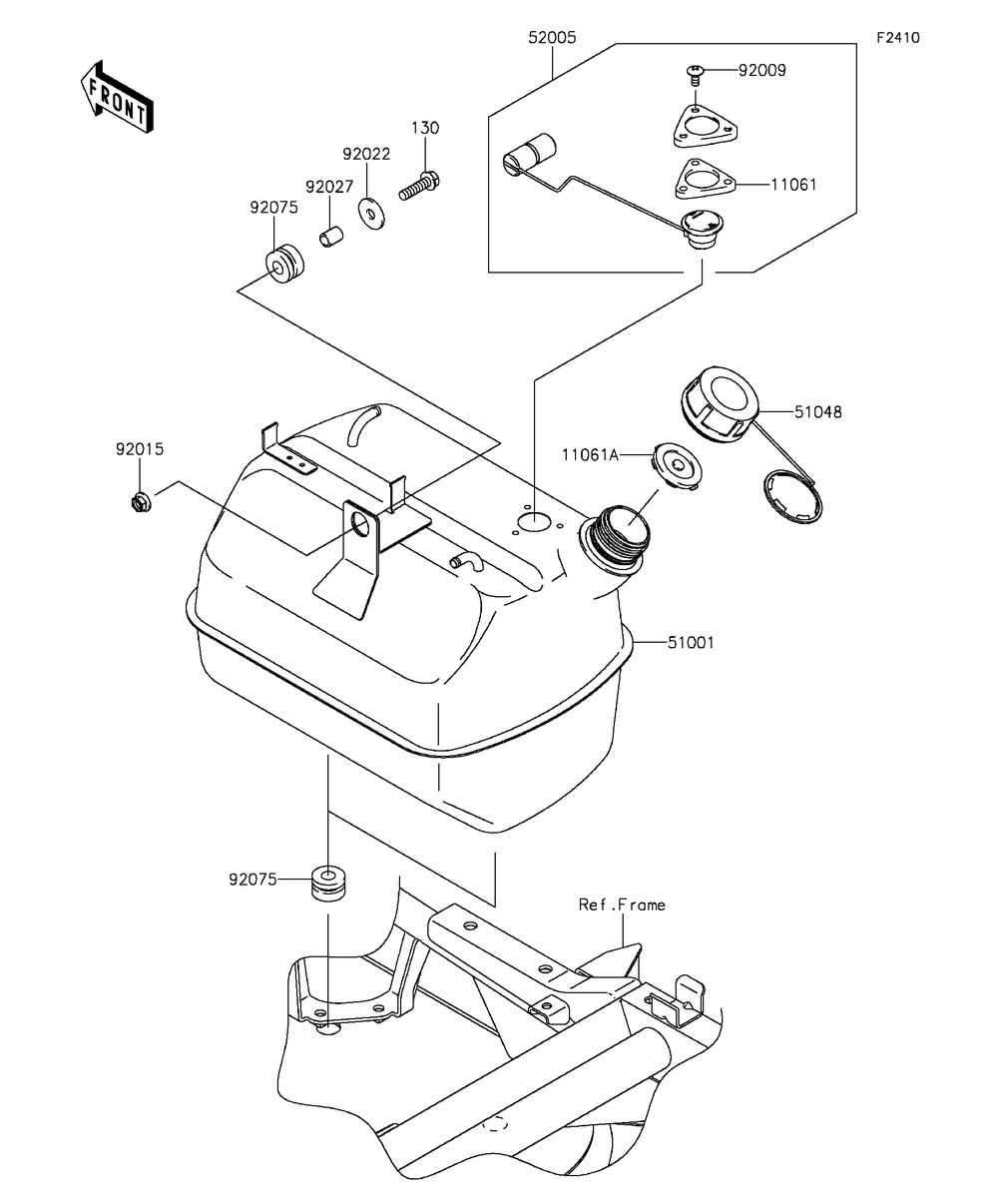 Fuel Tank Diagram and Parts List for KAF400BGF 2016 Kawasaki Lawn Tractor Accessories