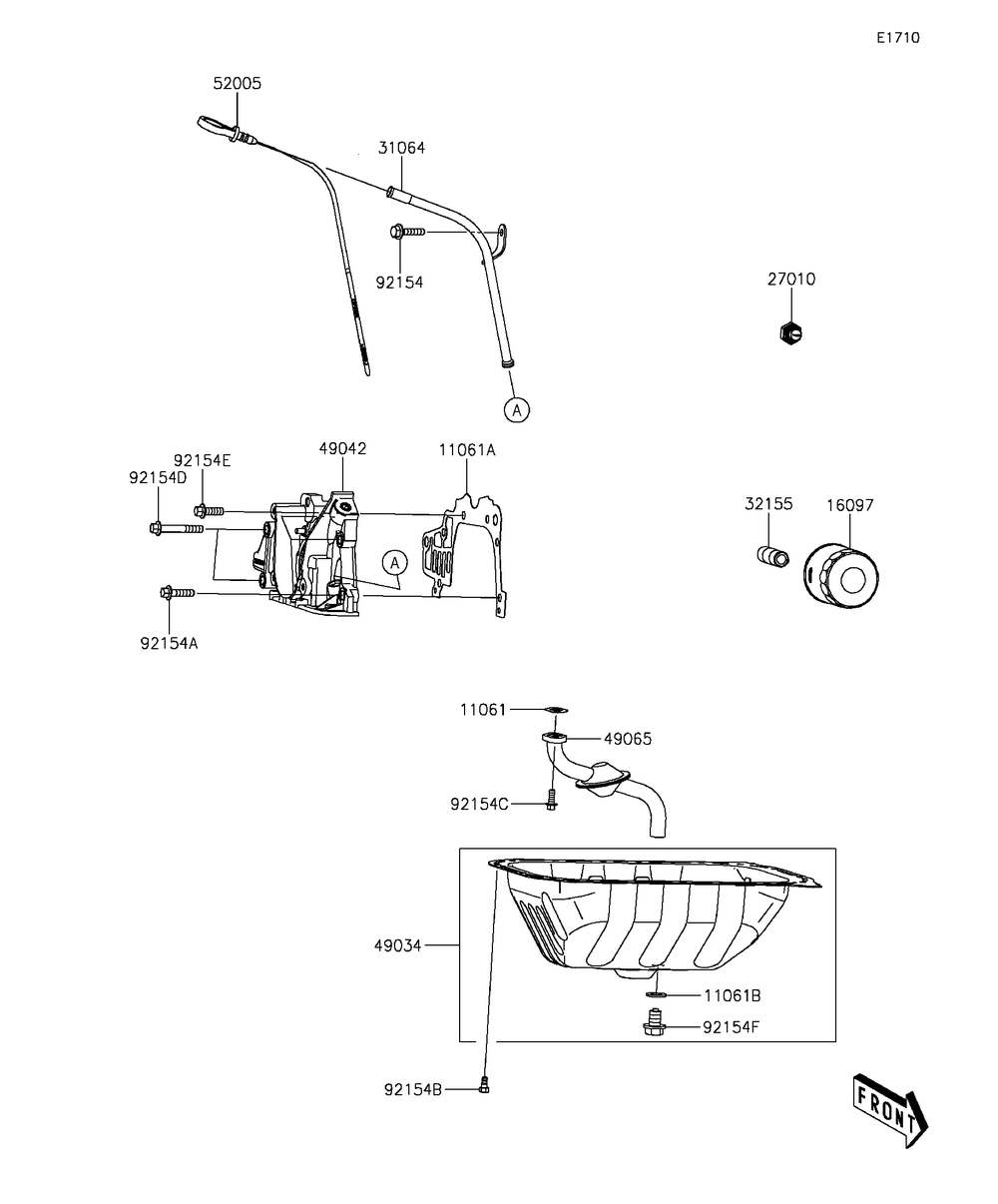 Oil Pump/Oil Filter Diagram and Parts List for KAF820BGF 2016 Kawasaki Lawn Tractor Accessories