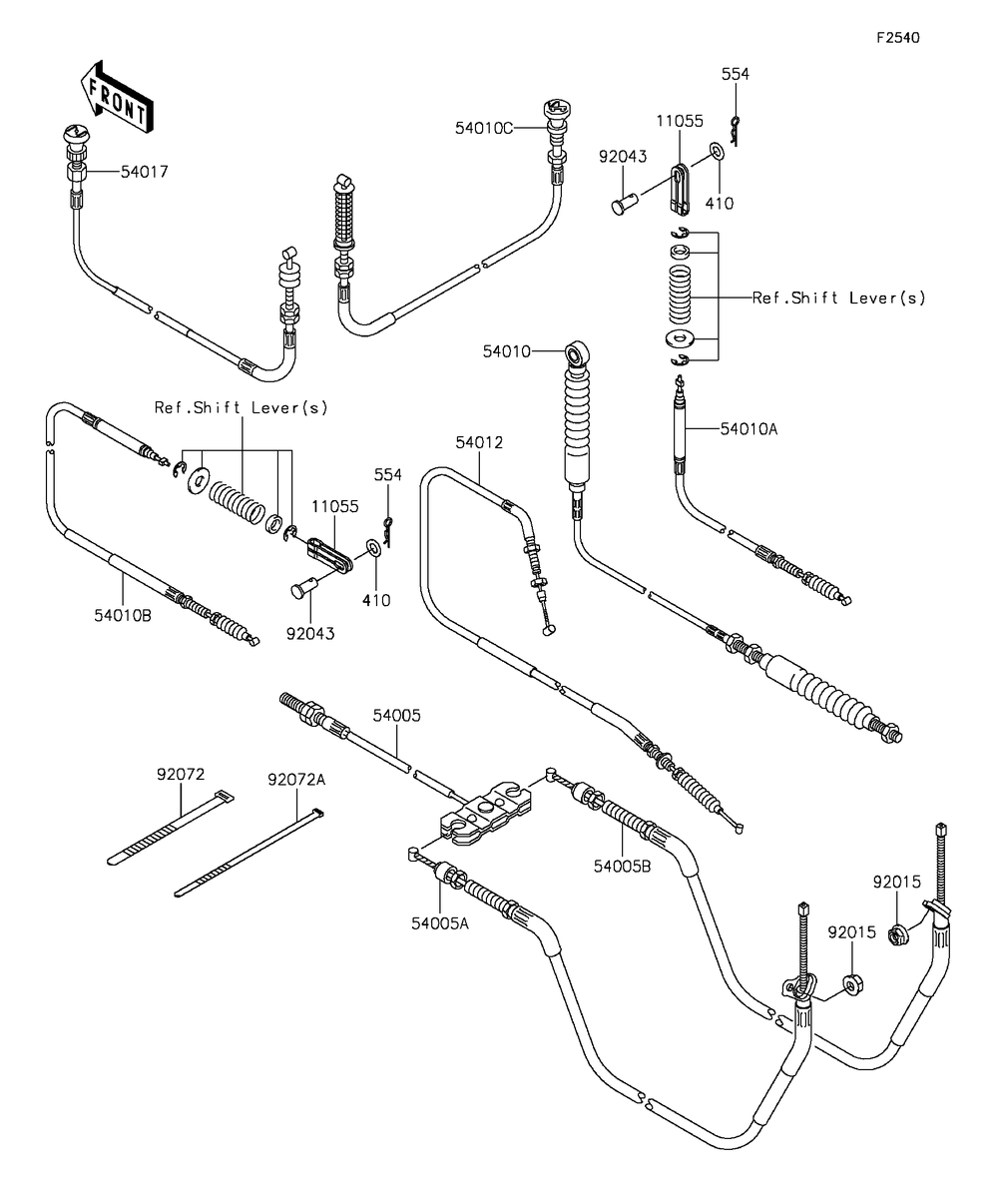 Cables Diagram and Parts List for KAF400GGF 2016 Kawasaki Lawn Tractor Accessories
