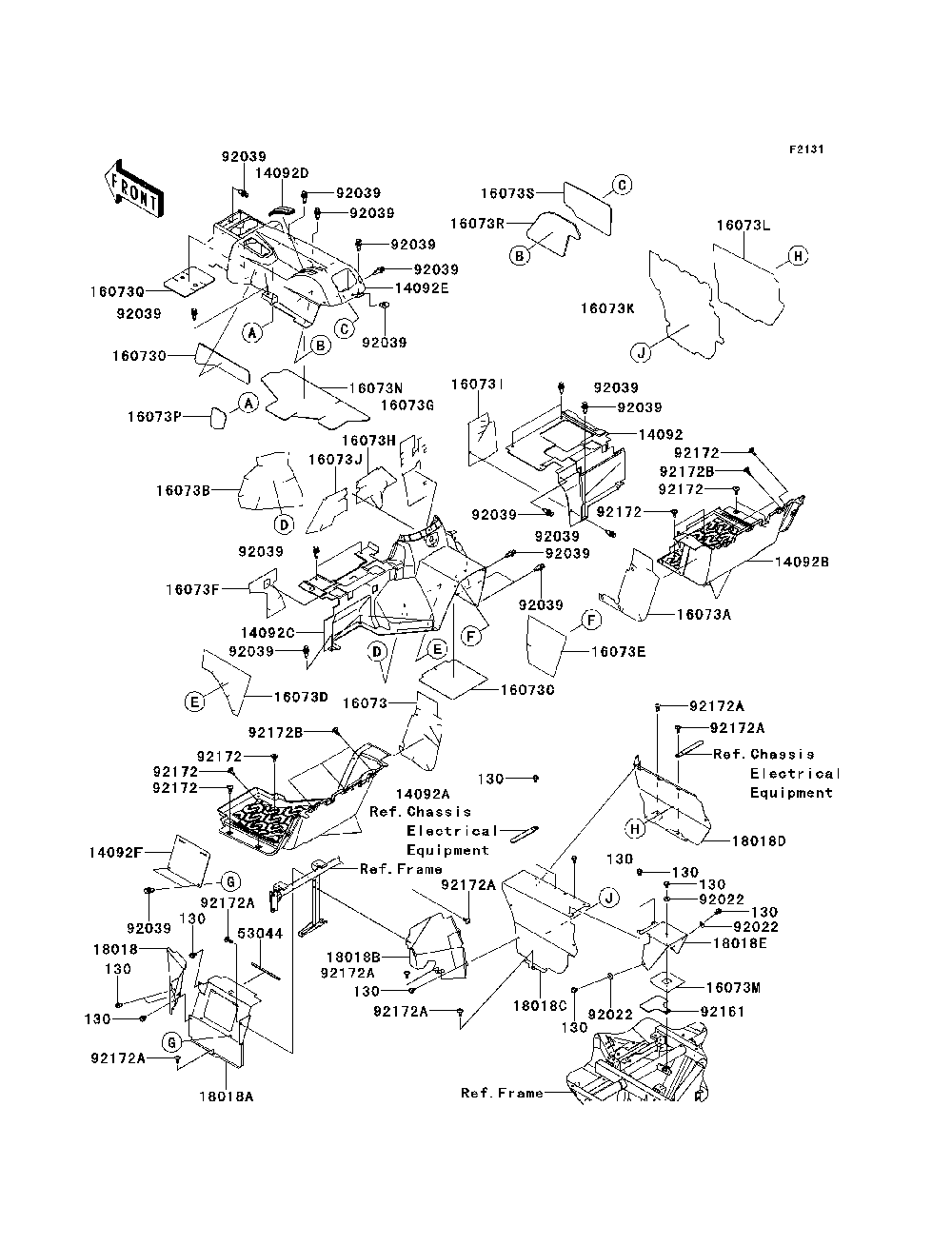 Frame Fittings-Rear Diagram and Parts List for KRT800BEF 2014 Kawasaki Lawn Tractor Accessories