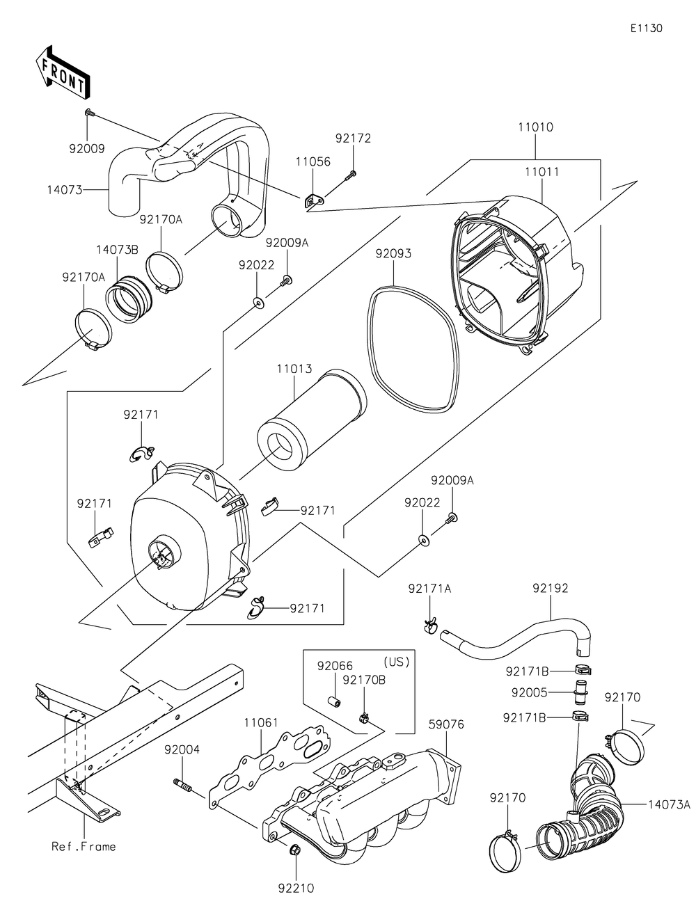 Air Cleaner Diagram and Parts List for KAF820ENFNN 2022 Kawasaki Lawn Tractor Accessories
