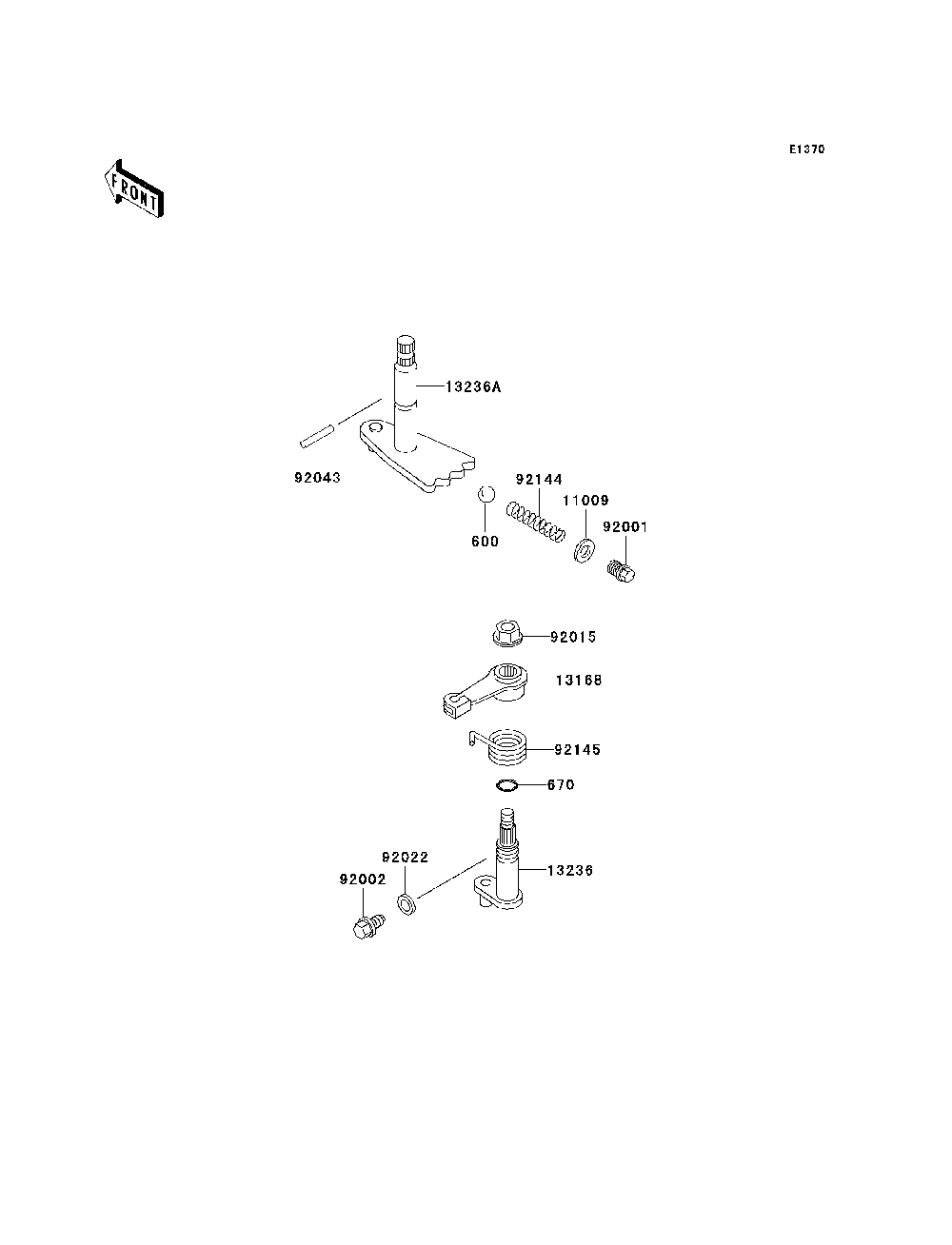 Gear Change Mechanism Diagram and Parts List for KAF620G7F 2007 & Prior Kawasaki Lawn Tractor Accessories