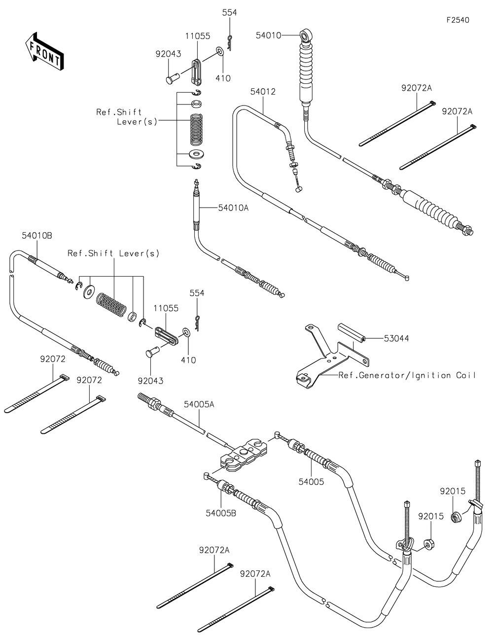 Cables Diagram and Parts List for KAF400TKS 2019 Kawasaki Lawn Tractor Accessories