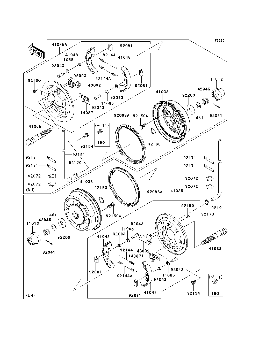 Front Hubs/Brakes Diagram and Parts List for KAF620PDF 2013 Kawasaki Lawn Tractor Accessories