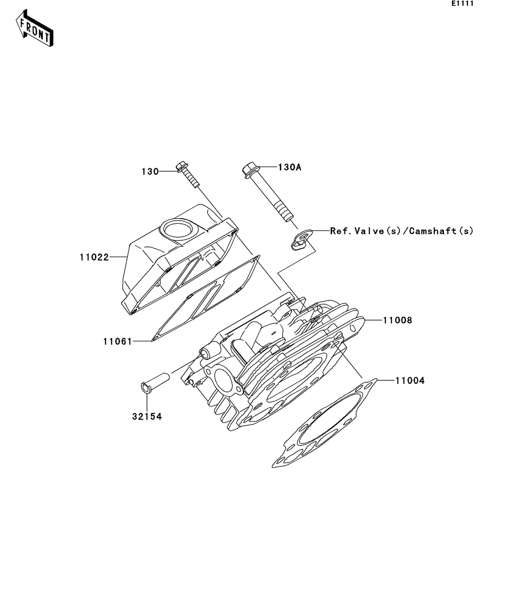 Cylinder Head Diagram and Parts List for KAF400AFF 2015 Kawasaki Lawn Tractor Accessories