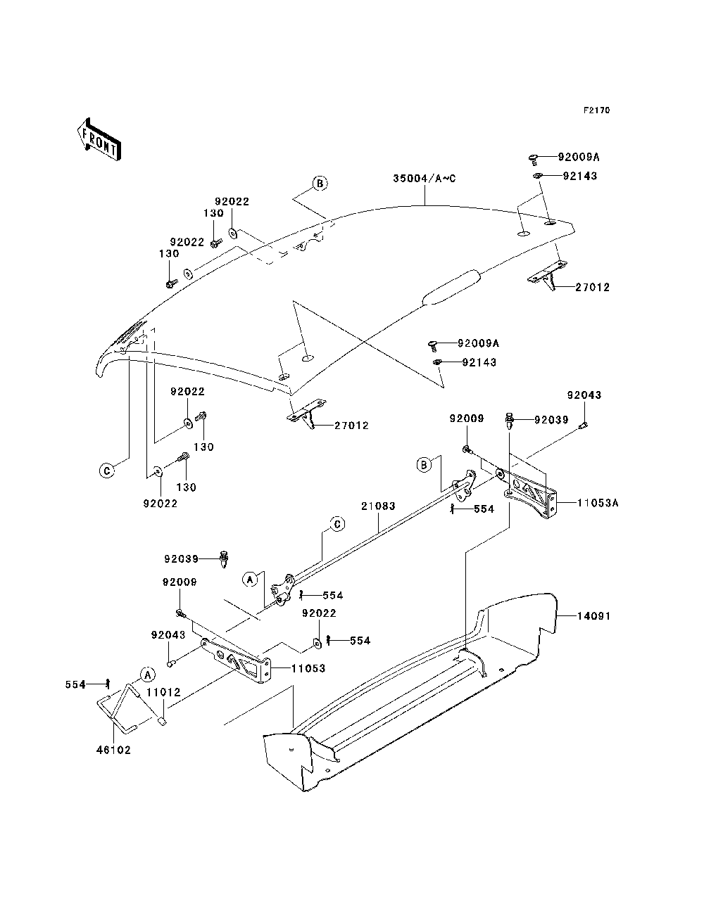 Fenders Diagram and Parts List for KAF400A7F 2007 & Prior Kawasaki Lawn Tractor Accessories