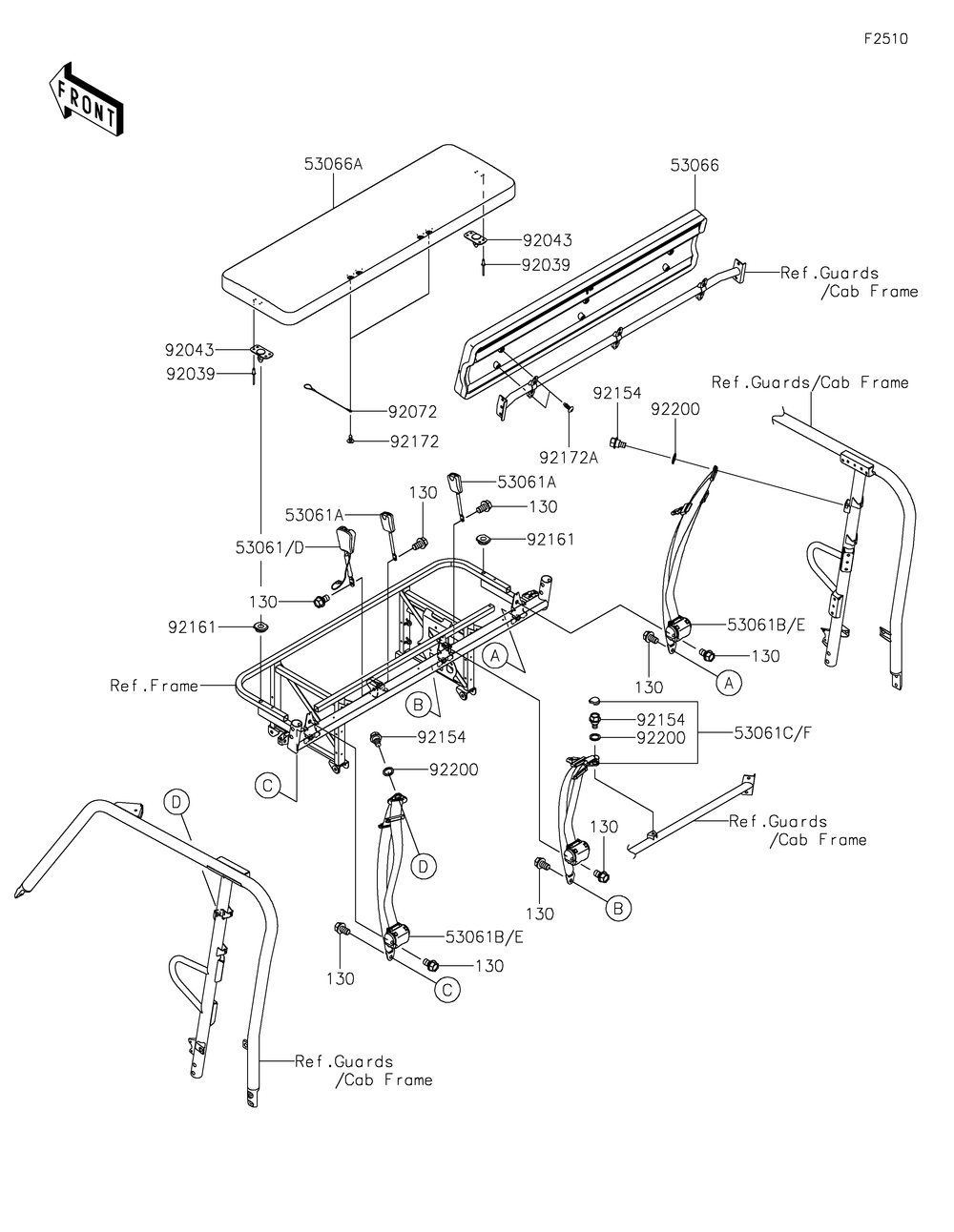 Seat Diagram and Parts List for KAF1000EJF 2018 Kawasaki Lawn Tractor Accessories