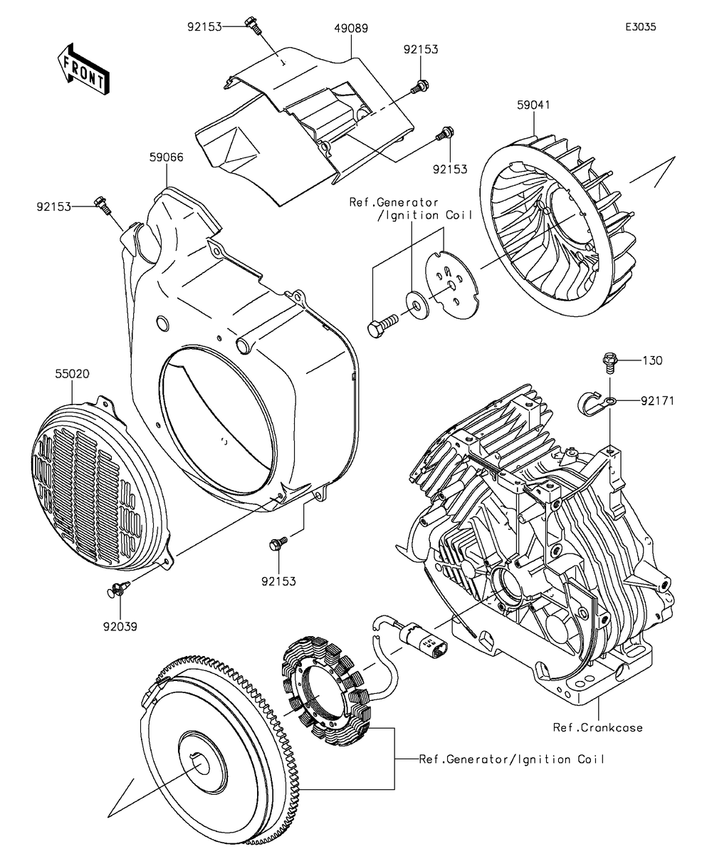 Cooling Diagram and Parts List for KAF400AGF 2016 Kawasaki Lawn Tractor Accessories