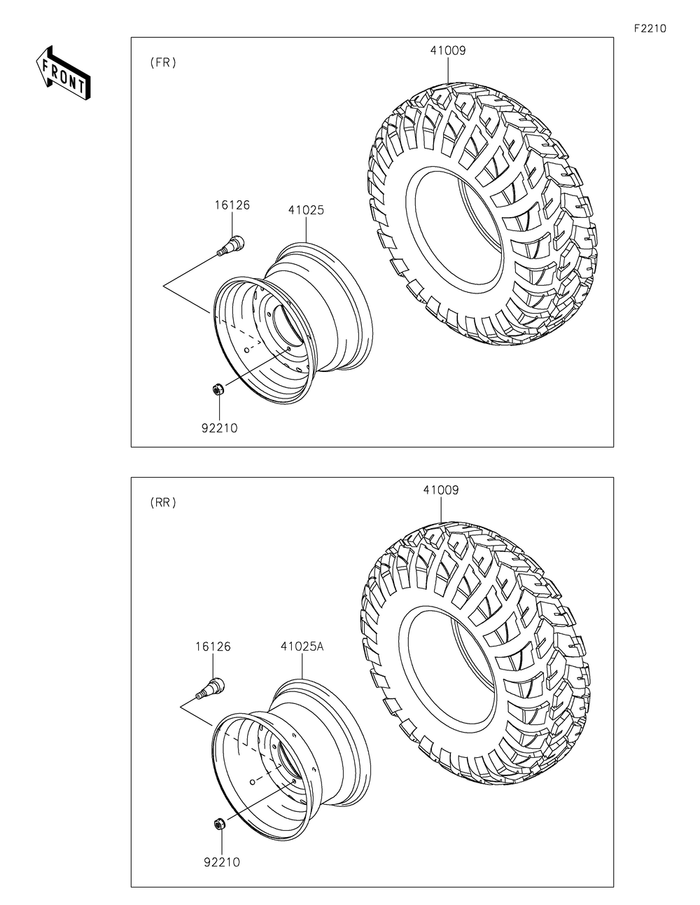 Wheels/Tires Diagram and Parts List for KAF400RLS 2020 Kawasaki Lawn Tractor Accessories