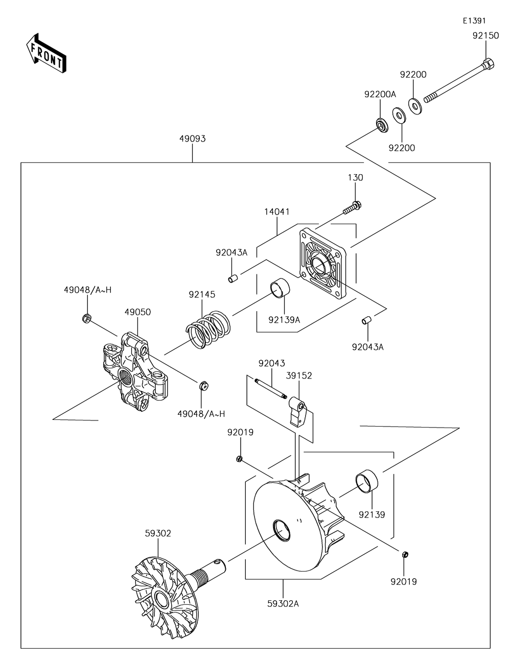 Drive Converter Diagram and Parts List for KAF400JKF 2019 Kawasaki Lawn Tractor Accessories