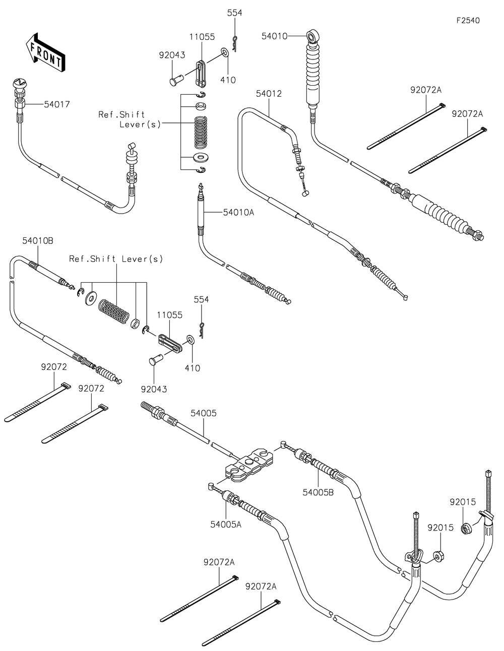 Cables Diagram and Parts List for KAF400HHF 2017 Kawasaki Lawn Tractor Accessories