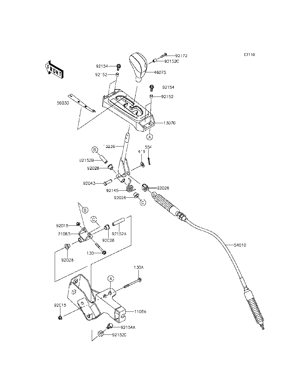 Control Diagram and Parts List for KRT800CFF 2015 Kawasaki Lawn Tractor Accessories