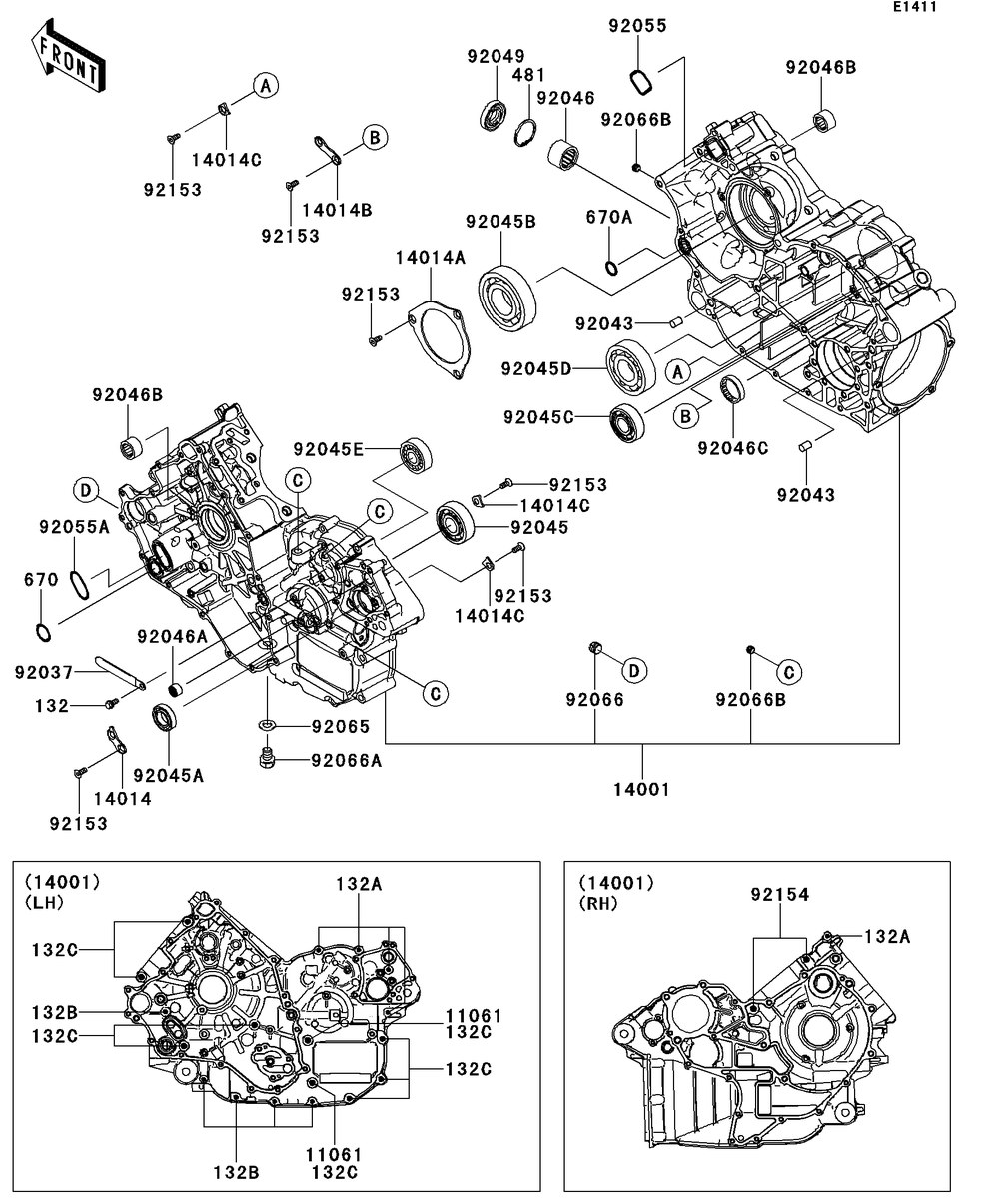 Crankcase Diagram and Parts List for KRT750CCF 2012 Kawasaki Lawn Tractor Accessories