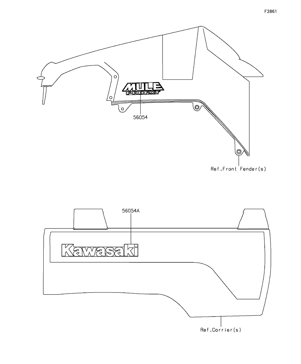 Decals(Aff) Diagram and Parts List for KAF820AFF 2015 Kawasaki Lawn Tractor Accessories