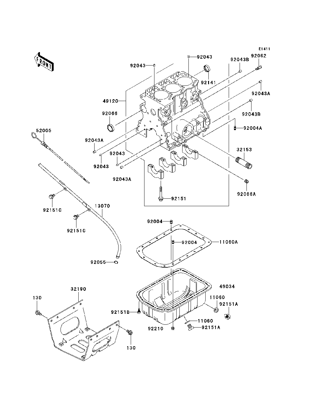 Crankcase Diagram and Parts List for KAF950B7F 2007 & Prior Kawasaki Lawn Tractor Accessories