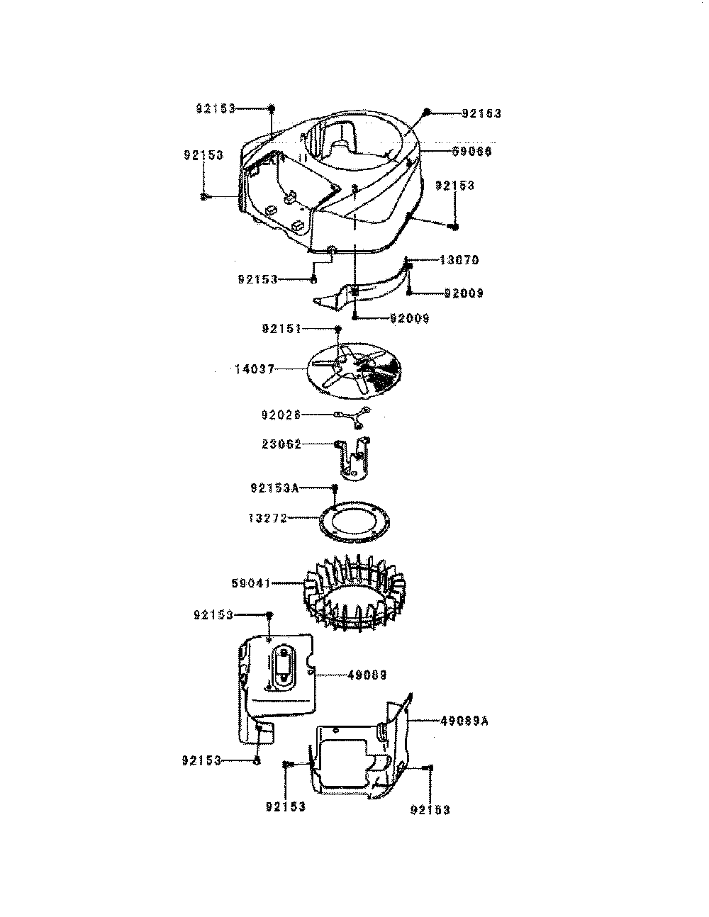 Cooling-equipment Diagram and Parts List for FR730V-DS04  Kawasaki Engine