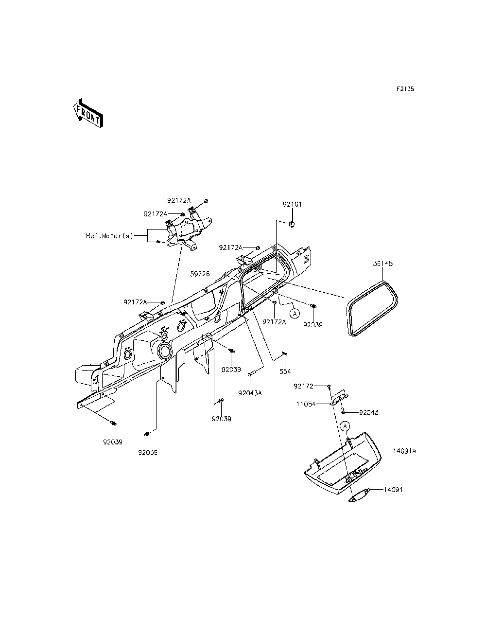 Front Box Diagram and Parts List for KRF800DFF 2015 Kawasaki Lawn Tractor Accessories